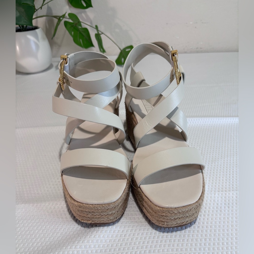 NWT SCHUTZ Cream Espadrille Platform Sandals with Ankle Straps